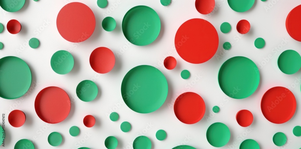 Poster abstract red and green circular pattern on white background