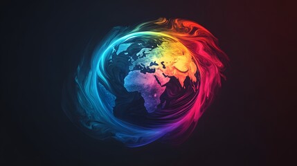 Obraz premium A digital rendering of the Earth enveloped in colorful, abstract smoke