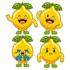 Cute Lemon Fruit Character Mascot Illustration