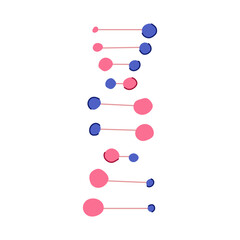 genome dna spiral cartoon. nucleotides replication, chromosomes sequence, mutation transcription genome dna spiral sign. isolated symbol vector illustration
