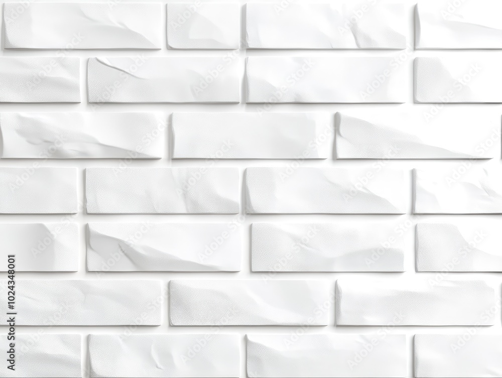 Poster Abstract white background featuring a brick shadow texture 3D geometric design with a sleek clean white surface Vector representation of an interior wall panel pattern