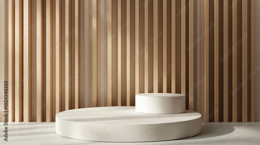 Poster 3D rendering of a mockup backdrop Display podium for showcasing products Unoccupied scene featuring a blank round stage