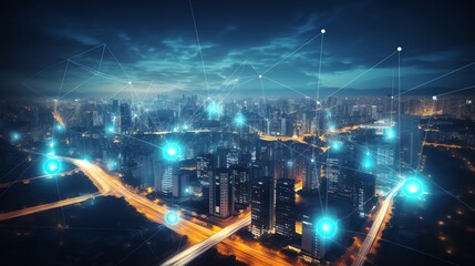 Fototapeta premium Modern Urban Connectivity via Wireless Networks 