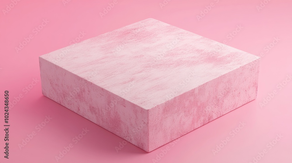 Poster 3d rendering of a minimal abstract blank pink wooden square