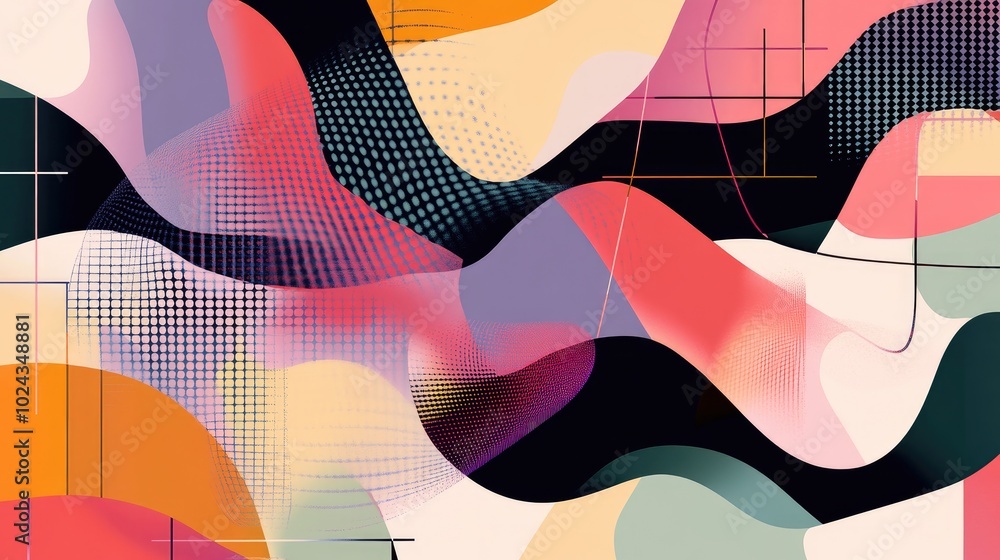 Poster Ai Generated Imagery Ai Generative Art Business Networking Connections Tech Graphics Design Abstract Geometric Patterns Network Textures Vibrant Color Palette
