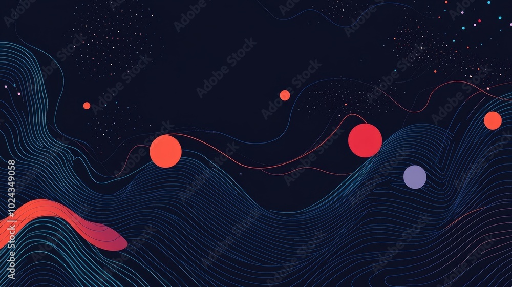 Aufkleber Abstract Digital Background With Wavy Lines Technology Sound And Science Themes Suitable For Science Studies Biotechnology Or Retro Music Visuals