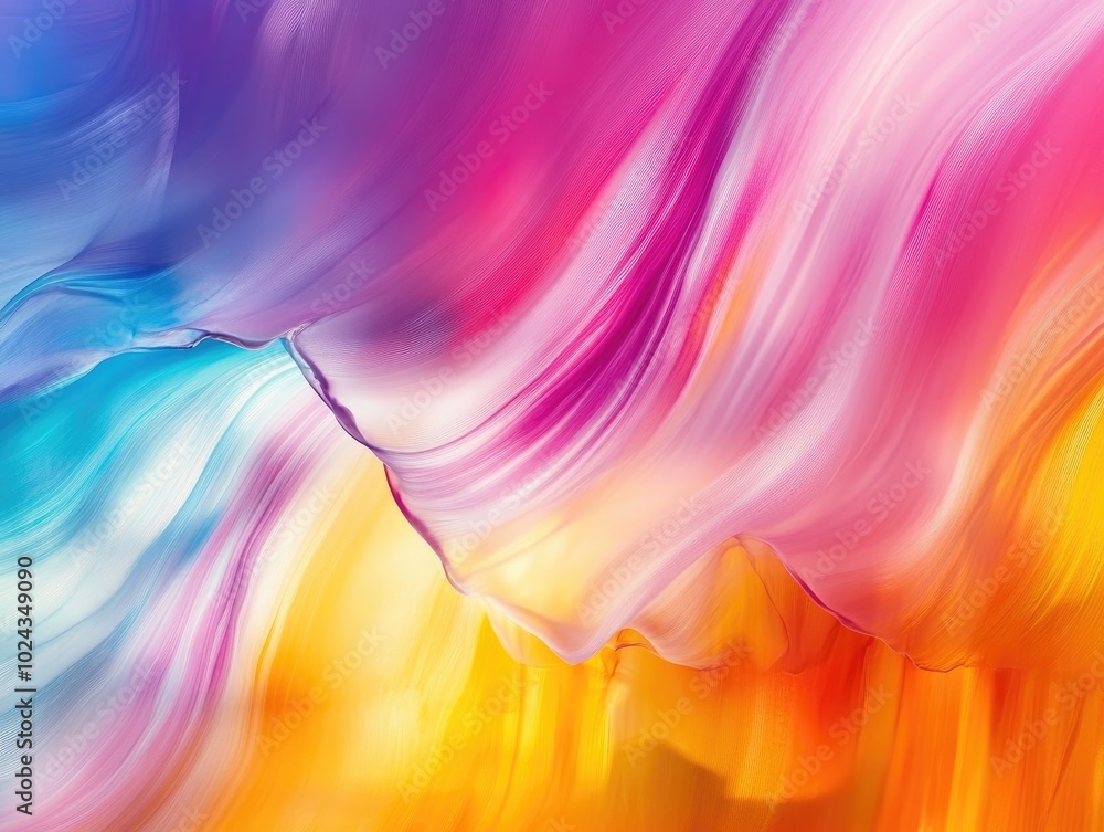 Aufkleber Abstract artwork created by vibrant paint flow in a factory setting showcasing a dynamic interplay of colors reminiscent of fluid motion