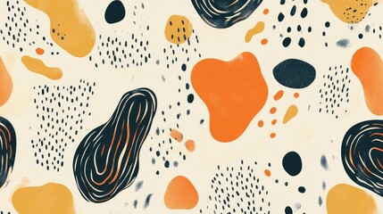 Charming abstract seamless pattern featuring playful shapes