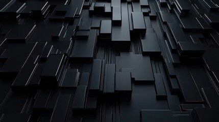 3D rendering of a black abstract geometric background suitable for advertising design modern applications technology gaming luxury showcases and product displays in a futuristic context