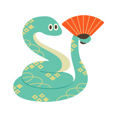 縁起物を持った蛇のキャラクター　かわいい巳年キャラクター