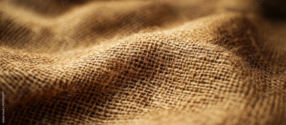Poster burlap background from which light is visible close up