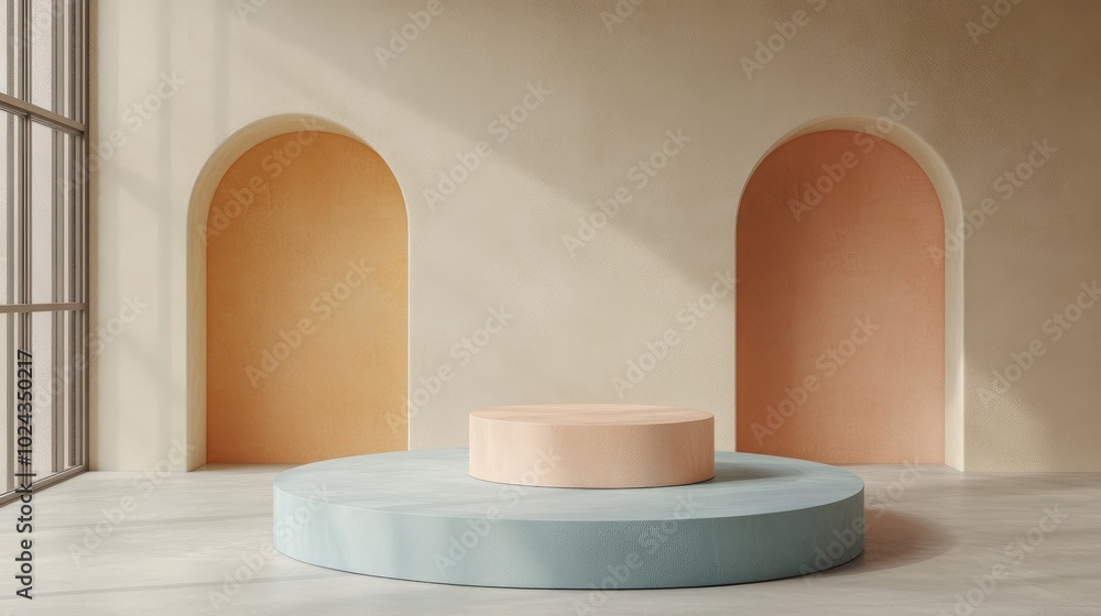 Aufkleber Abstract pastel geometric shapes background modern minimalist mockup for podium display or showcase 3D rendering