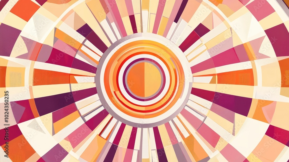 Poster Abstract radial geometric design with concentric elements Geometric motif featuring radial symmetry