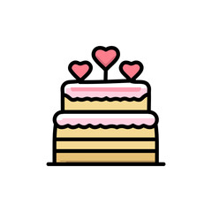Cake icon, vector illustration, filled outline design editable stroke.