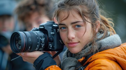 Young Woman Photographer with Canon Camera