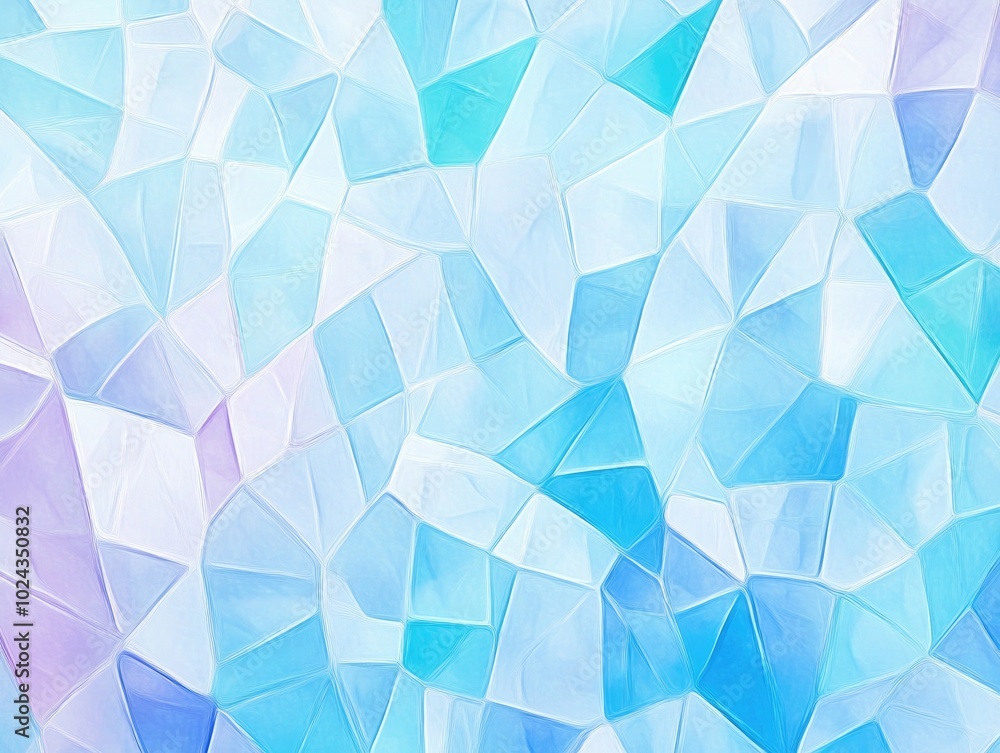 Poster abstract geometric background featuring a delicate fantasy pattern in turquoise pastel blue and whit
