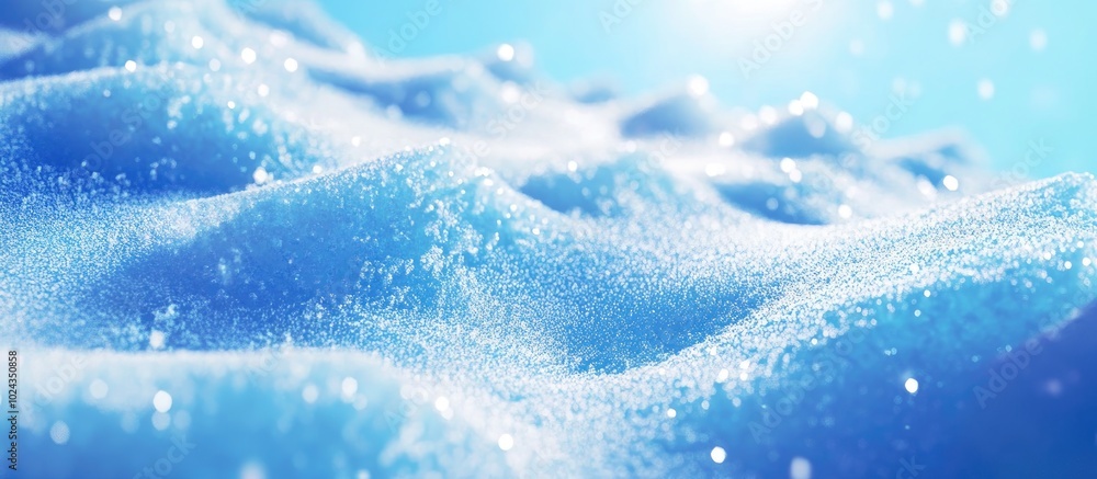 Poster bright blue macro snowscape with diagonal division