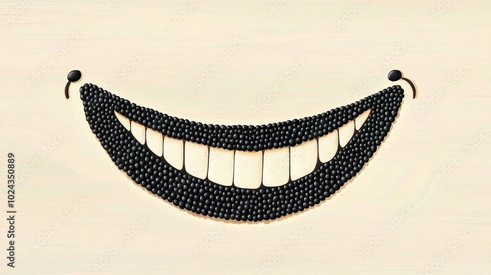 Poster coffee beans arranged in a smile shape on a light wooden background