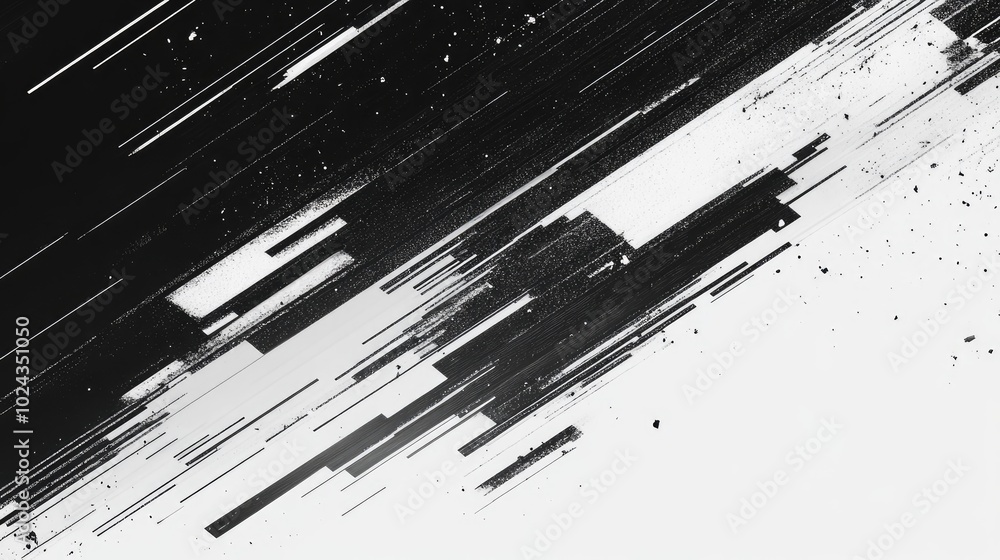 Poster black and white abstract organic grainy noise textures retro old glitch effects digital signal error