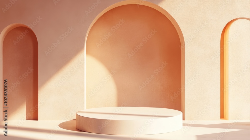 Aufkleber Abstract geometric shapes background with a minimalist podium mock up scene 3D rendering