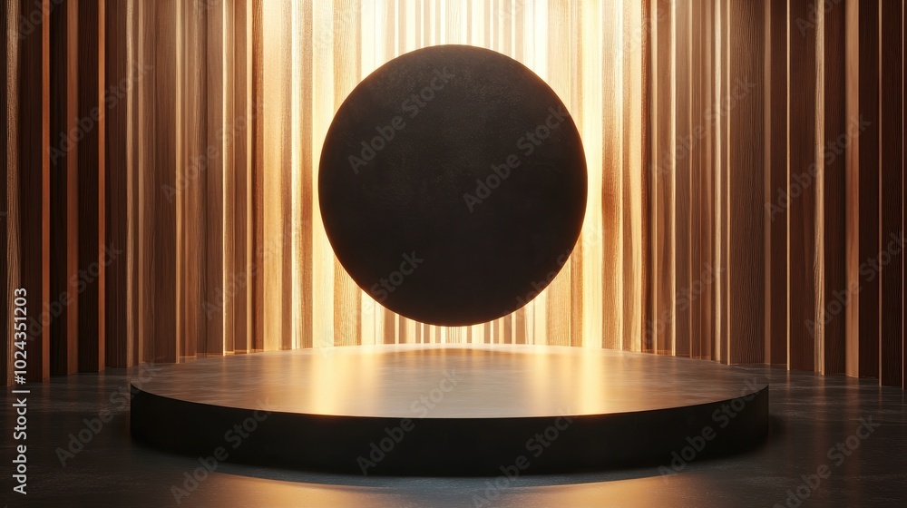 Poster 3D rendering of an abstract background featuring a product display podium A blank scene showcasing a mockup with an empty circular stage