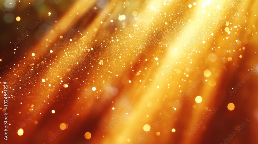 Poster abstract golden background with bokeh effect.