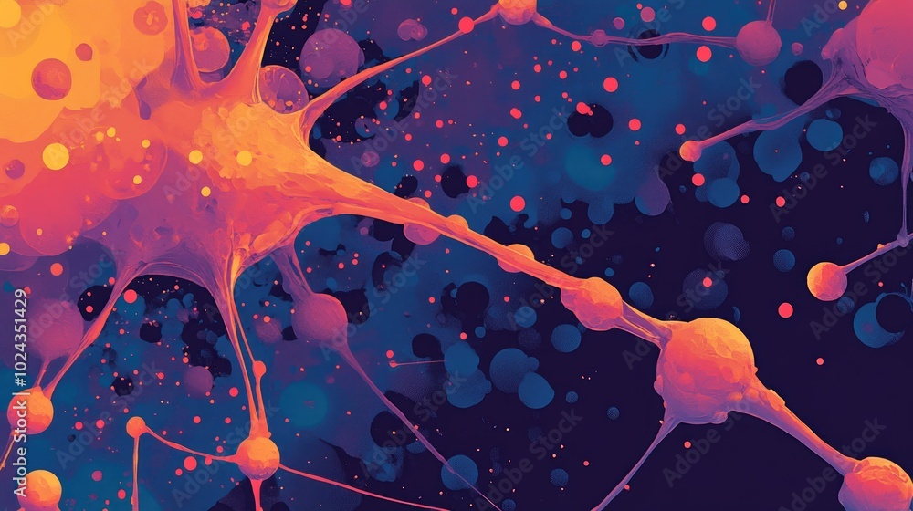 Poster Advanced Technology Neural Networks For Optimal Organic Neurons Synapses Ai Generated Image Background Wallpaper Vibrant Optics Stunning Macro Biology Science Art