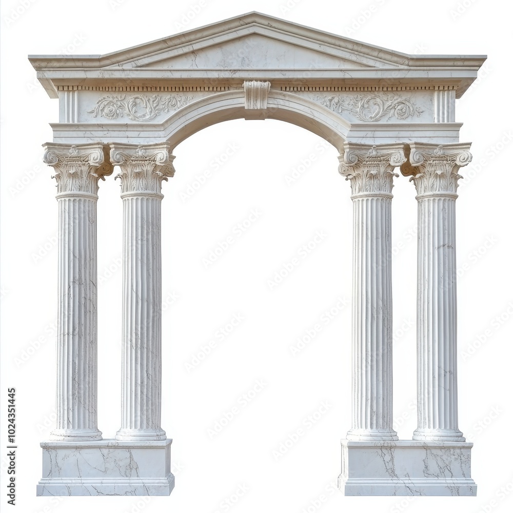 Poster a classical marble archway with decorative columns and intricate details.