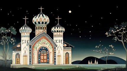 Fototapeta premium Church with Night Illumination