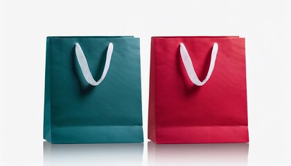 white shopping bag twin mock up packaging with white background