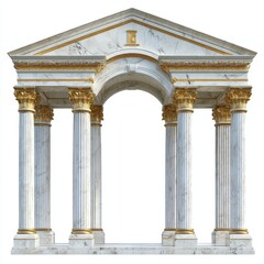 Obraz premium A classical marble structure with golden accents and columns, resembling a temple or monument.