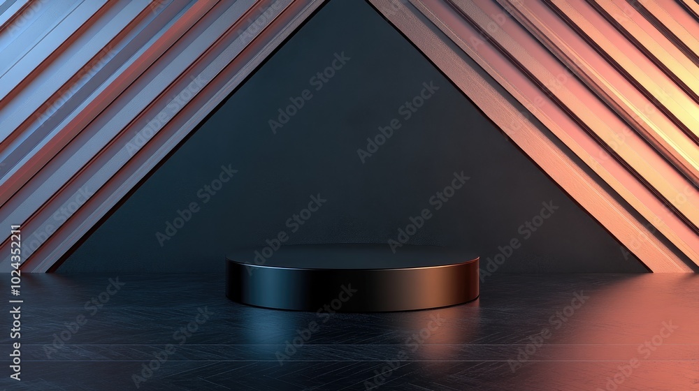Poster abstract branding background featuring a black podium for presentation purposes 3d rendering illustr