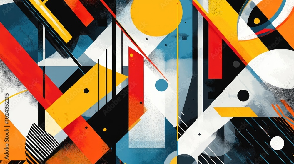 Poster Abstract modern artwork featuring a unique composition of geometric shapes and elements Versatile geometric vector background suitable for web design business cards invitations posters and fashion