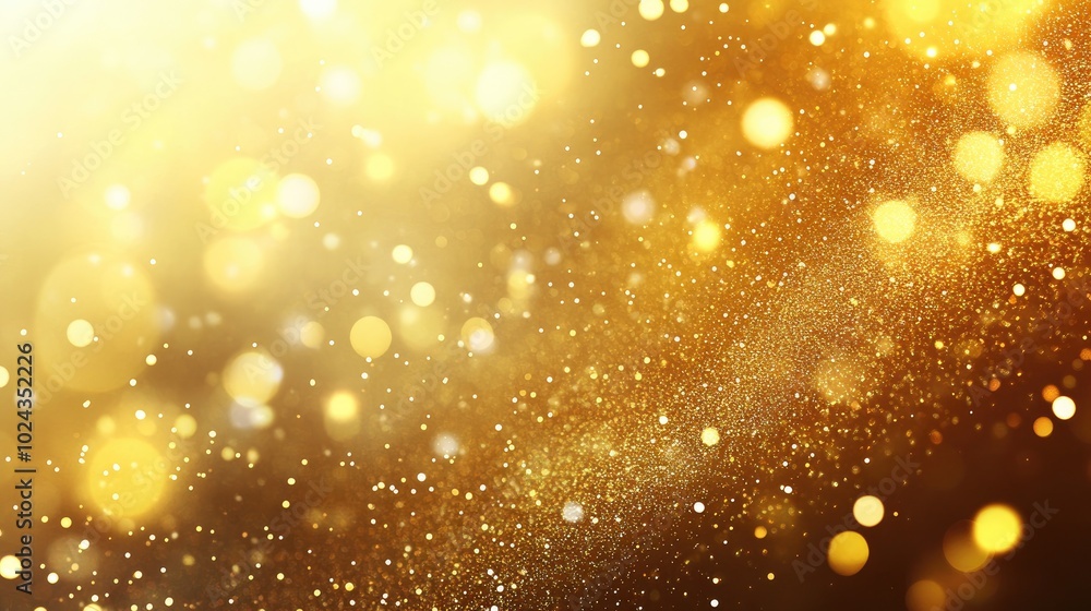 Poster abstract gold blurred background with radiance and glare light bokeh shine glitter copy space premiu