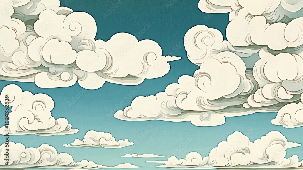 Poster blue sky with cloud patterns in background