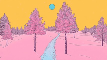 Naklejka premium Clear Skies and Snow Covered Trees Post Winter Storm