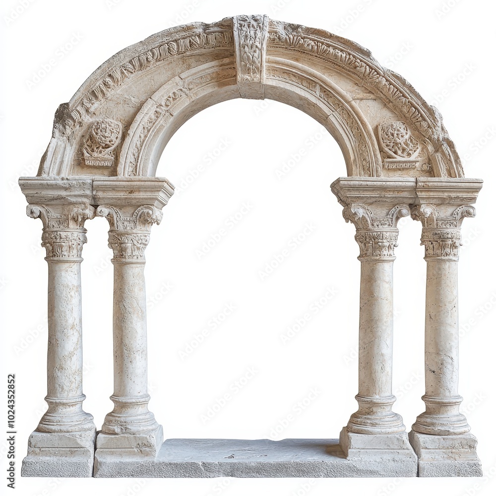 Poster a classical stone archway with ornate detailing and columns.