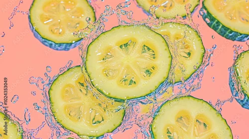 Poster close up of fresh green cucumber for culinary use