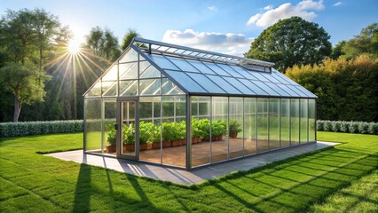Obraz premium Sustainable Living Eco Friendly Residential Greenhouse Powered by Ground Source Heat Pump Minimalist