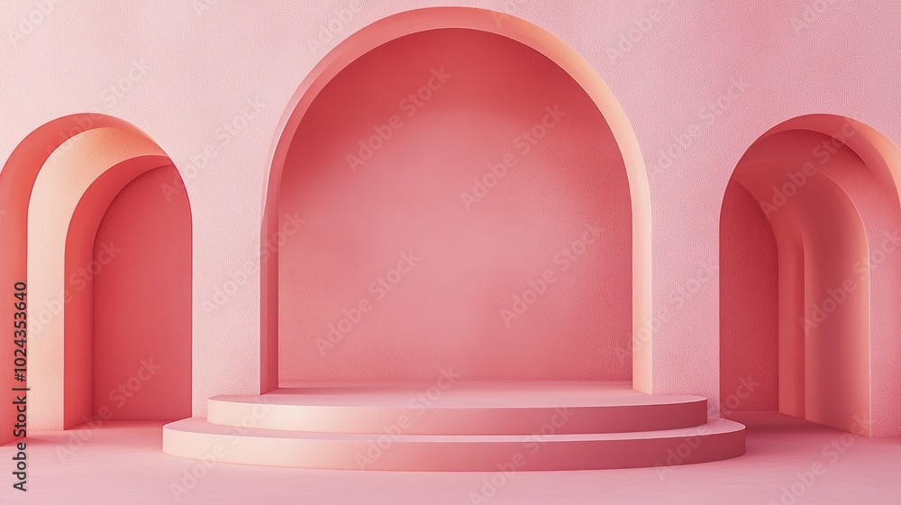 Aufkleber Abstract pastel colored geometric shape background modern minimalist mockup ideal for podium display or showcase 3D rendering