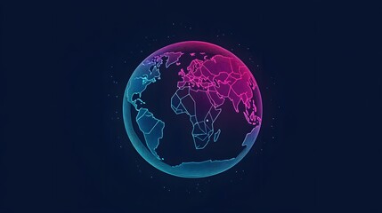 Fototapeta premium A Neon-Colored Outline of Earth with a Blue and Pink Gradient