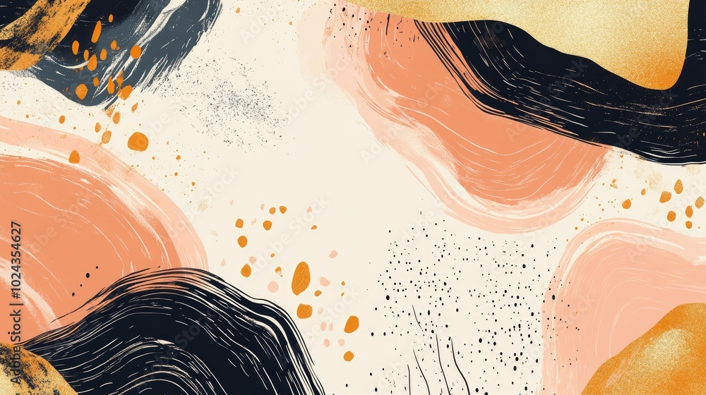 Poster abstract art vector illustration featuring golden texture and geometric hand drawn elements suitable