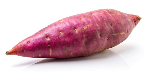 Sweet potato on white background in tilted angle