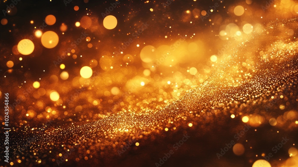Poster abstract gold blurred background with radiance and glare light bokeh shine glitter copy space premiu