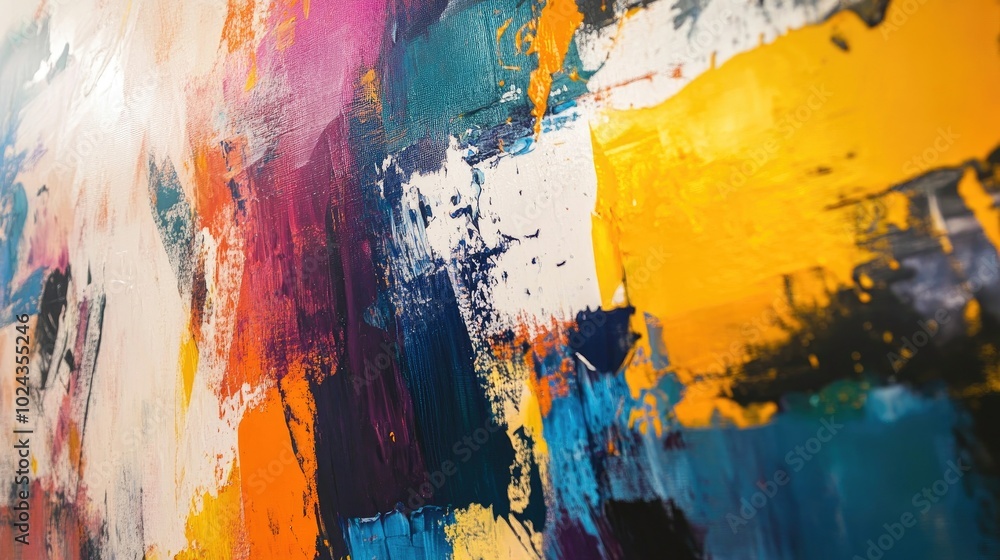 Poster abstract wall painting featuring a vibrant array of colors