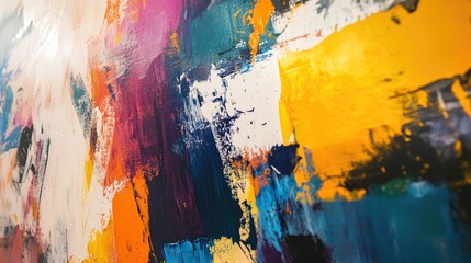 Abstract wall painting featuring a vibrant array of colors