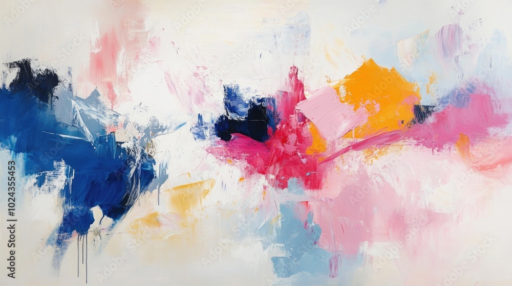 Poster Abstract oil painting featuring vibrant blobs of color and dynamic brush strokes perfect for wall art and modern decor Large scale artwork showcasing expressive techniques
