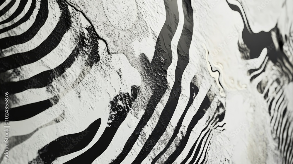 Poster abstract artwork featuring contrasting white and black patterns