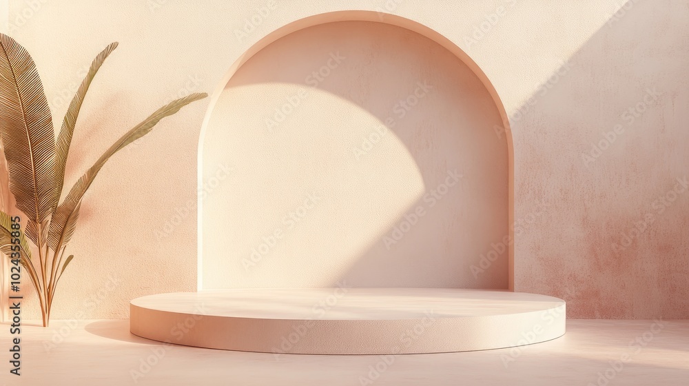 Poster Abstract 3D background featuring a podium against a white backdrop for product display 3D rendered illustration