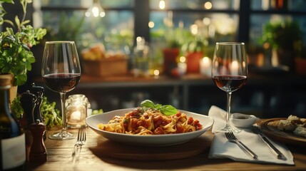 Cozy Evening with Pasta and Wine
